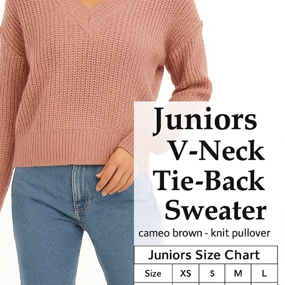 NO COMMENT
Juniors' Ikeddi V-Neck Tie-Back Sweater size M cameo brown - Picture 8 of 9